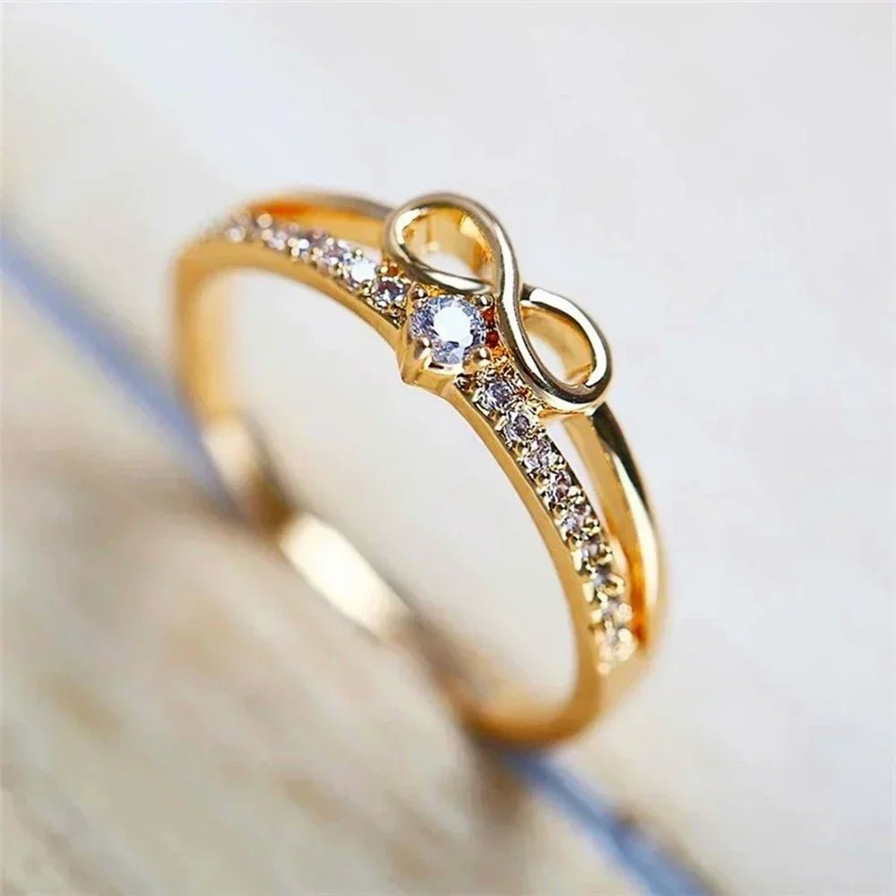 2026 Chic Bow Shape Finger Ring for Women Infinity Sign Cubic Zirconia Rings Fashion Accessories Daily Party Jewelry - Tara's Tiny Treasures