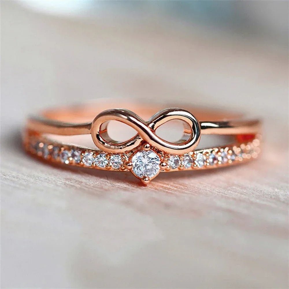 2026 Chic Bow Shape Finger Ring for Women Infinity Sign Cubic Zirconia Rings Fashion Accessories Daily Party Jewelry - Tara's Tiny Treasures