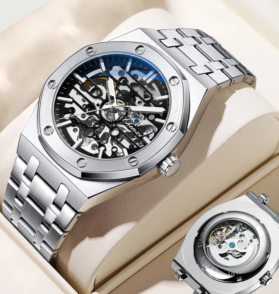 2026 High Quality Automatic Movement Mechanical Watches For Men Fashion Casual Skeleton Hollow Luminous Waterproof Watch CHENXI - Tara's Tiny Treasures
