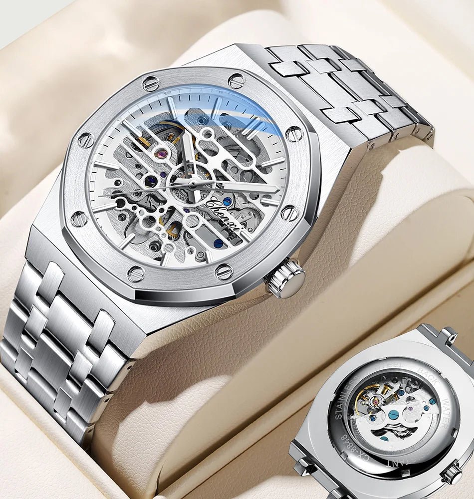 2026 High Quality Automatic Movement Mechanical Watches For Men Fashion Casual Skeleton Hollow Luminous Waterproof Watch CHENXI - Tara's Tiny Treasures