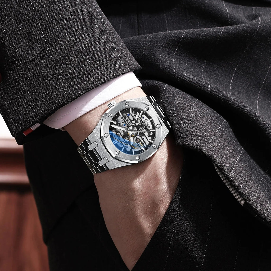 2026 High Quality Automatic Movement Mechanical Watches For Men Fashion Casual Skeleton Hollow Luminous Waterproof Watch CHENXI - Tara's Tiny Treasures