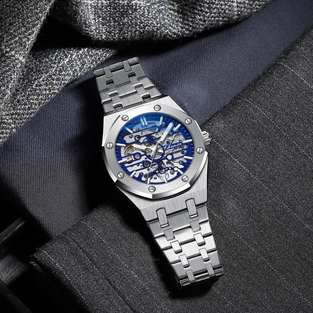 2026 High Quality Automatic Movement Mechanical Watches For Men Fashion Casual Skeleton Hollow Luminous Waterproof Watch CHENXI - Tara's Tiny Treasures