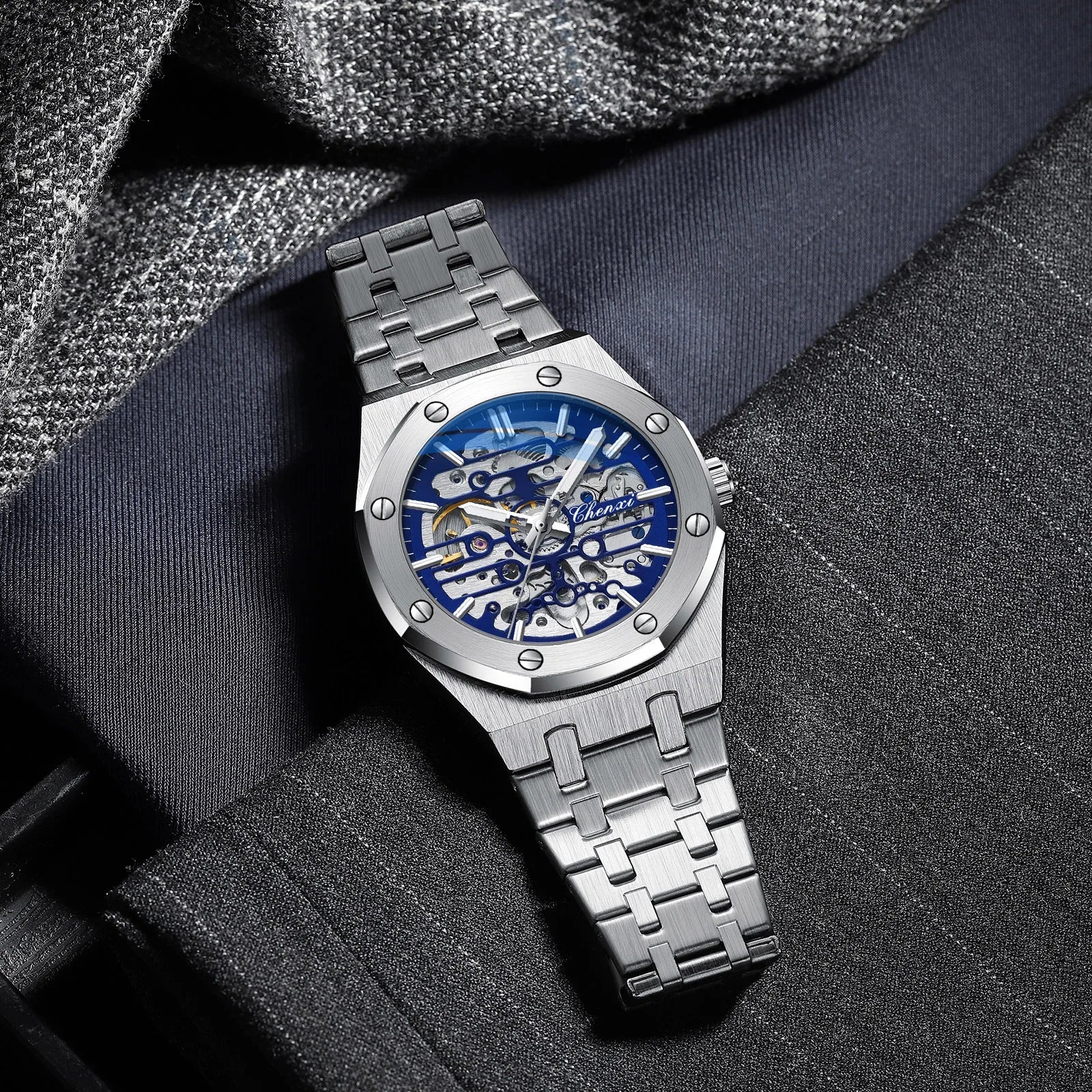 2026 High Quality Automatic Movement Mechanical Watches For Men Fashion Casual Skeleton Hollow Luminous Waterproof Watch CHENXI - Tara's Tiny Treasures