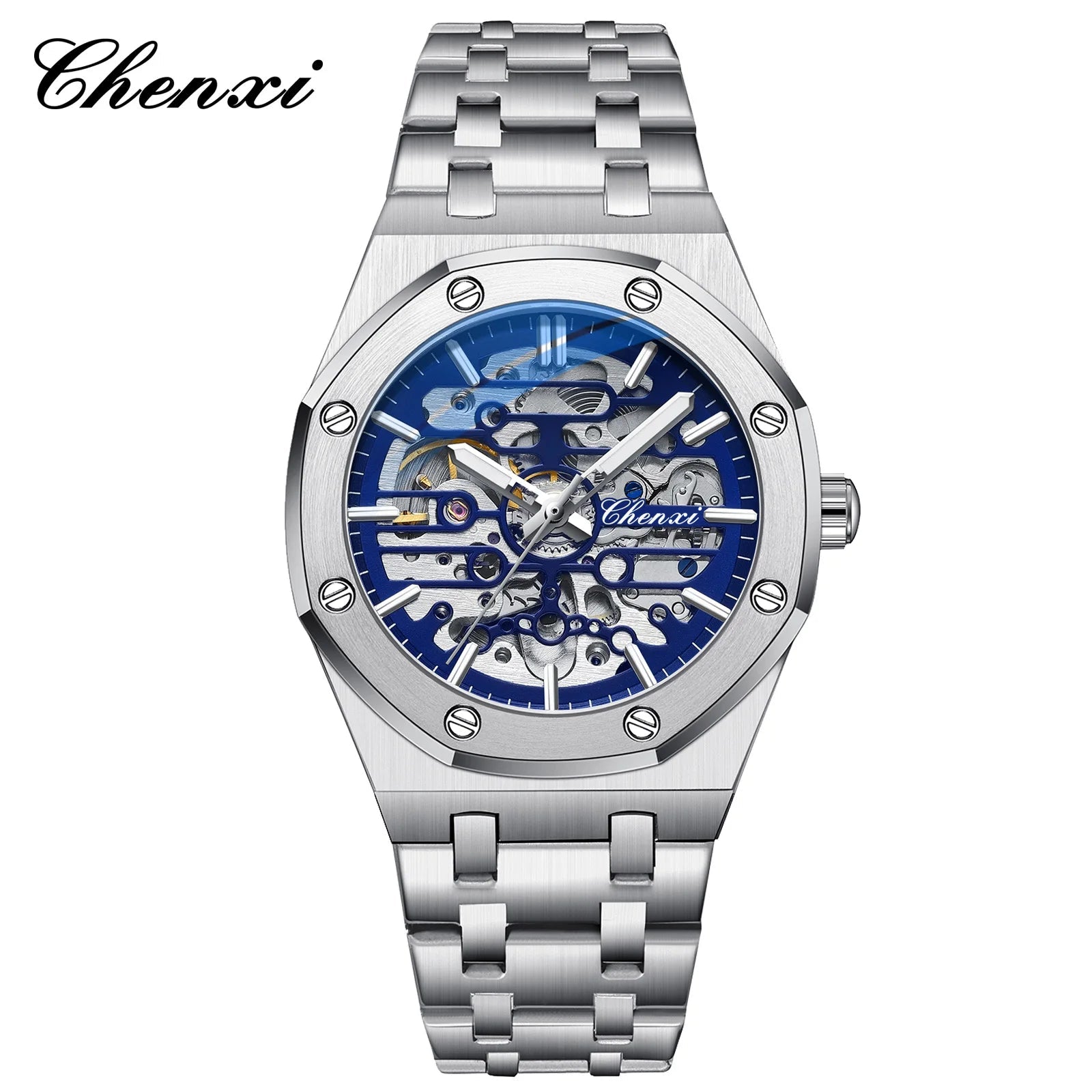 2026 High Quality Automatic Movement Mechanical Watches For Men Fashion Casual Skeleton Hollow Luminous Waterproof Watch CHENXI - Tara's Tiny Treasures