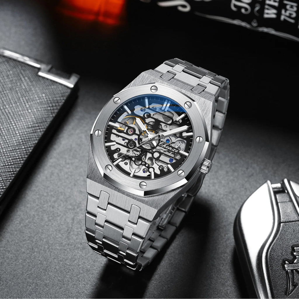 2026 High Quality Automatic Movement Mechanical Watches For Men Fashion Casual Skeleton Hollow Luminous Waterproof Watch CHENXI - Tara's Tiny Treasures