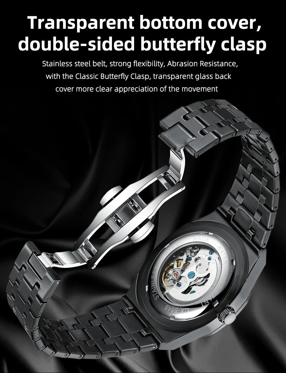 2026 High Quality Automatic Movement Mechanical Watches For Men Fashion Casual Skeleton Hollow Luminous Waterproof Watch CHENXI - Tara's Tiny Treasures