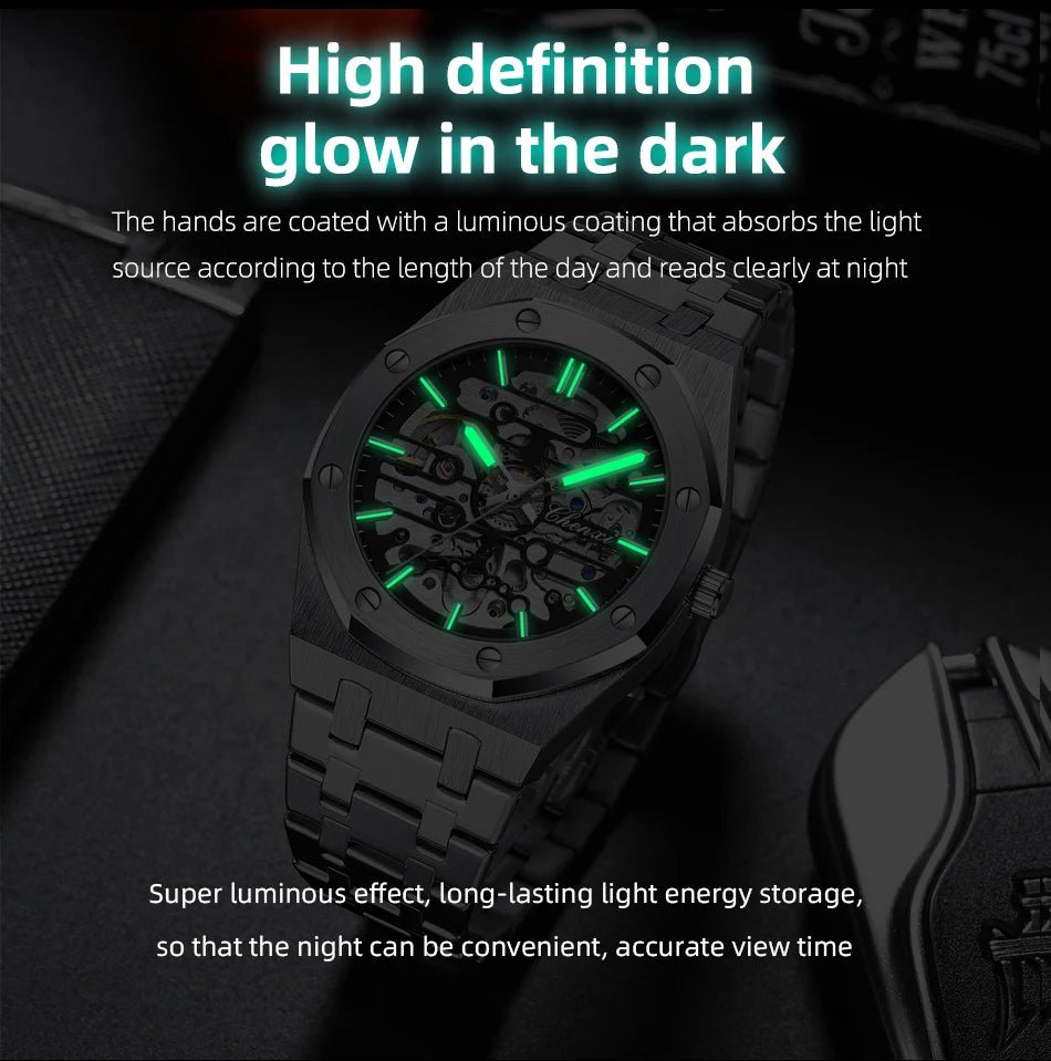 2026 High Quality Automatic Movement Mechanical Watches For Men Fashion Casual Skeleton Hollow Luminous Waterproof Watch CHENXI - Tara's Tiny Treasures