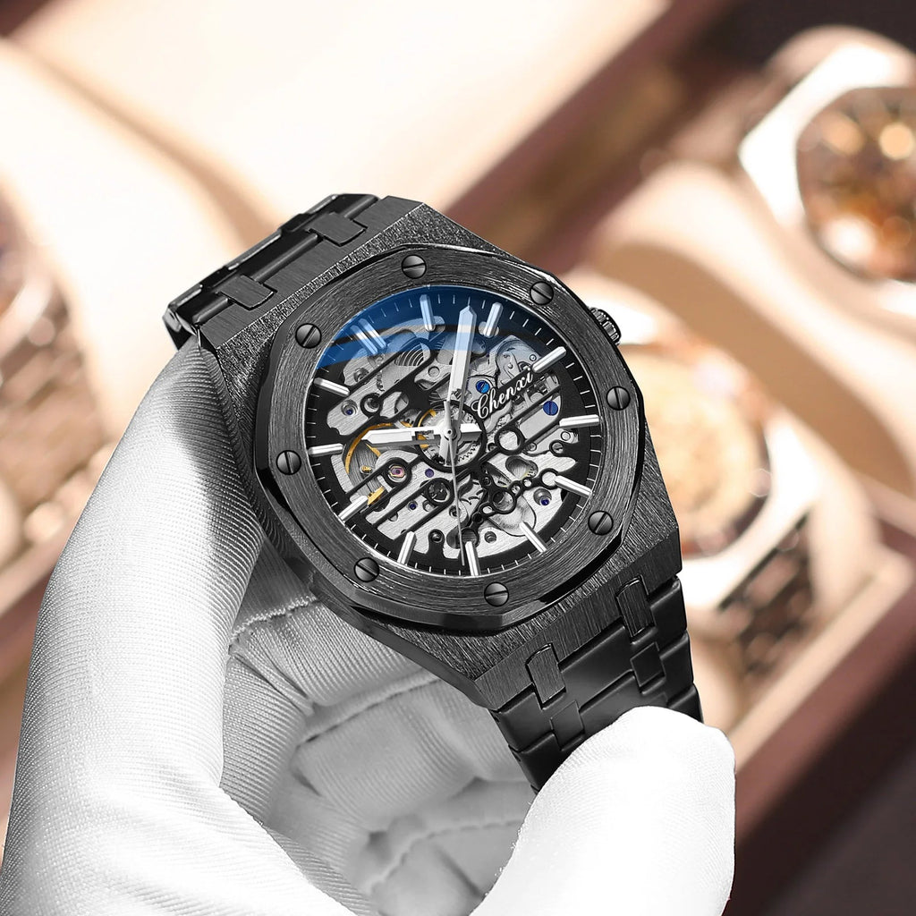 2026 High Quality Automatic Movement Mechanical Watches For Men Fashion Casual Skeleton Hollow Luminous Waterproof Watch CHENXI - Tara's Tiny Treasures