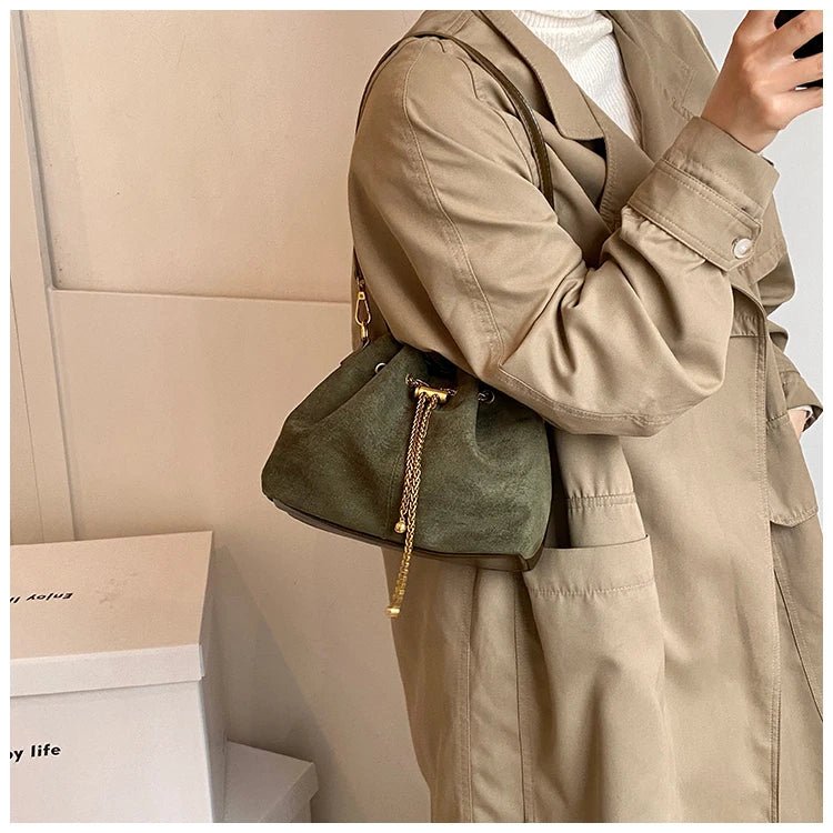 2026 Soft Commuting Crossbody Bags Faux Suede Sewing Hot Sale Bags for WomenThread Solid Color String Women's Handbags - Tara's Tiny Treasures