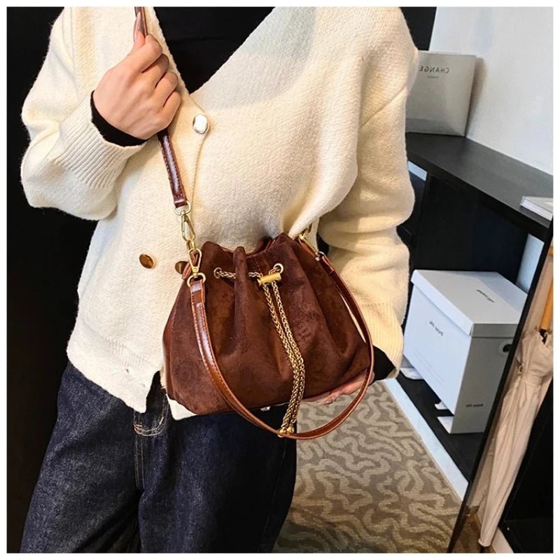2026 Soft Commuting Crossbody Bags Faux Suede Sewing Hot Sale Bags for WomenThread Solid Color String Women's Handbags - Tara's Tiny Treasures