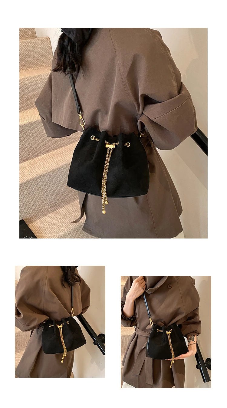 2026 Soft Commuting Crossbody Bags Faux Suede Sewing Hot Sale Bags for WomenThread Solid Color String Women's Handbags - Tara's Tiny Treasures