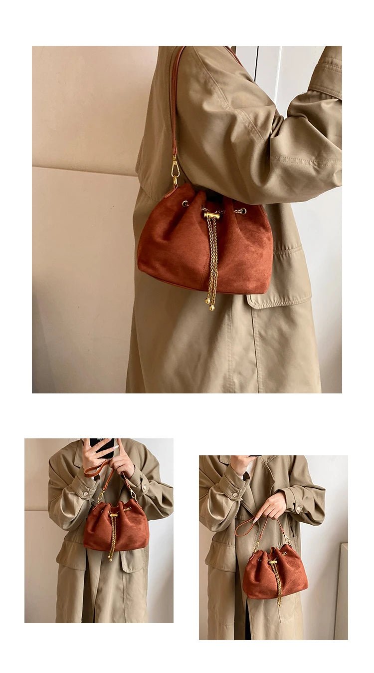 2026 Soft Commuting Crossbody Bags Faux Suede Sewing Hot Sale Bags for WomenThread Solid Color String Women's Handbags - Tara's Tiny Treasures