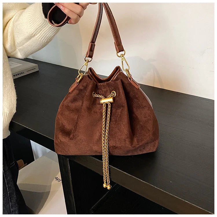2026 Soft Commuting Crossbody Bags Faux Suede Sewing Hot Sale Bags for WomenThread Solid Color String Women's Handbags - Tara's Tiny Treasures