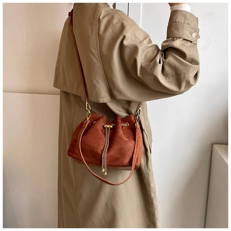 2026 Soft Commuting Crossbody Bags Faux Suede Sewing Hot Sale Bags for WomenThread Solid Color String Women's Handbags - Tara's Tiny Treasures