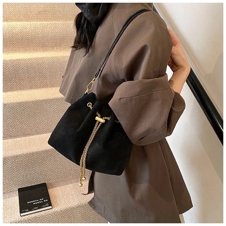 2026 Soft Commuting Crossbody Bags Faux Suede Sewing Hot Sale Bags for WomenThread Solid Color String Women's Handbags - Tara's Tiny Treasures