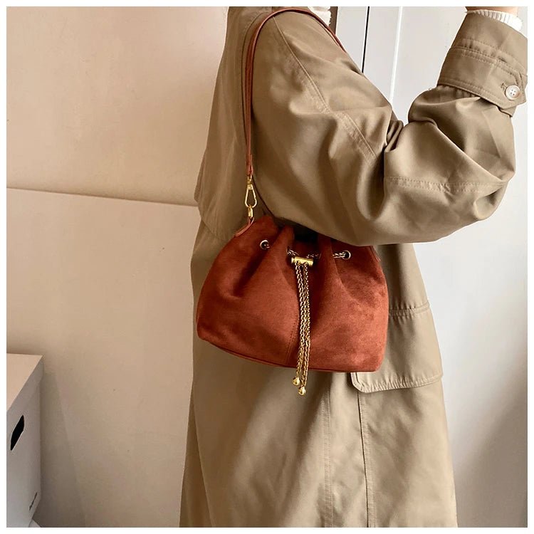 2026 Soft Commuting Crossbody Bags Faux Suede Sewing Hot Sale Bags for WomenThread Solid Color String Women's Handbags - Tara's Tiny Treasures