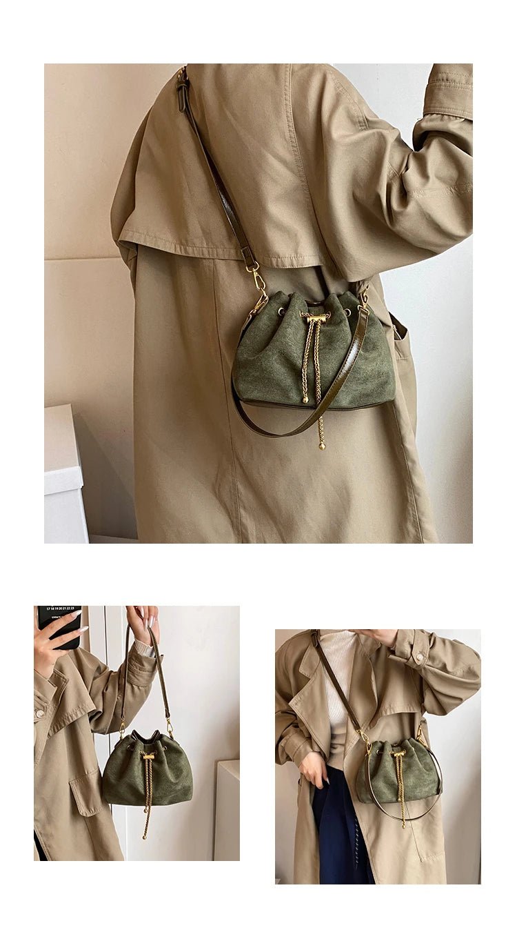 2026 Soft Commuting Crossbody Bags Faux Suede Sewing Hot Sale Bags for WomenThread Solid Color String Women's Handbags - Tara's Tiny Treasures