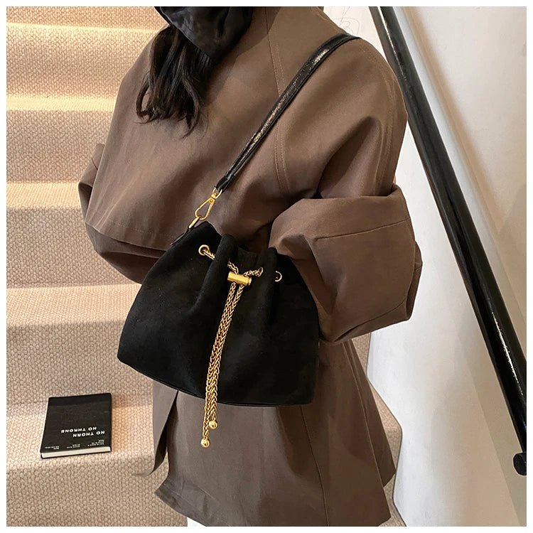2026 Soft Commuting Crossbody Bags Faux Suede Sewing Hot Sale Bags for WomenThread Solid Color String Women's Handbags - Tara's Tiny Treasures