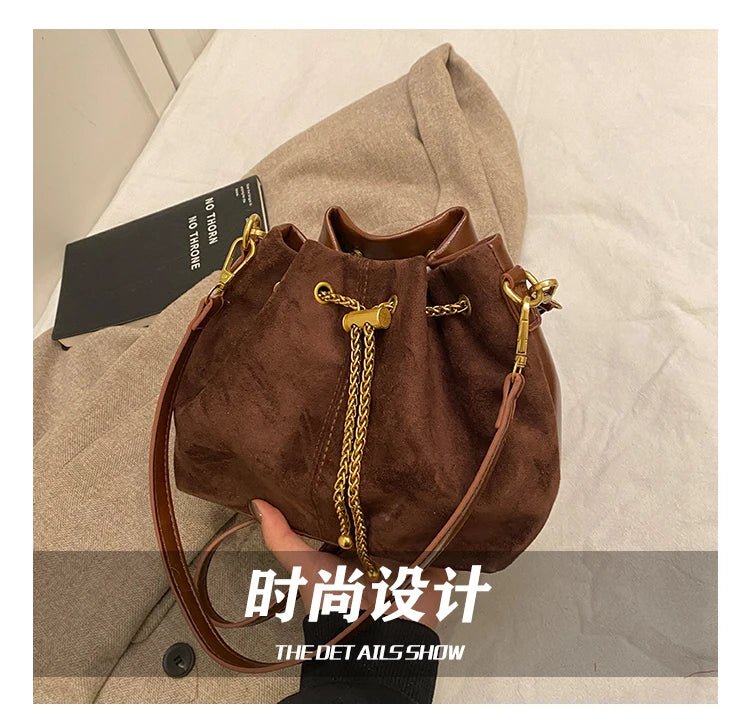 2026 Soft Commuting Crossbody Bags Faux Suede Sewing Hot Sale Bags for WomenThread Solid Color String Women's Handbags - Tara's Tiny Treasures