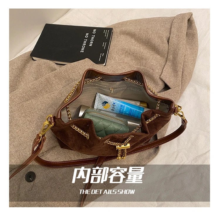 2026 Soft Commuting Crossbody Bags Faux Suede Sewing Hot Sale Bags for WomenThread Solid Color String Women's Handbags - Tara's Tiny Treasures