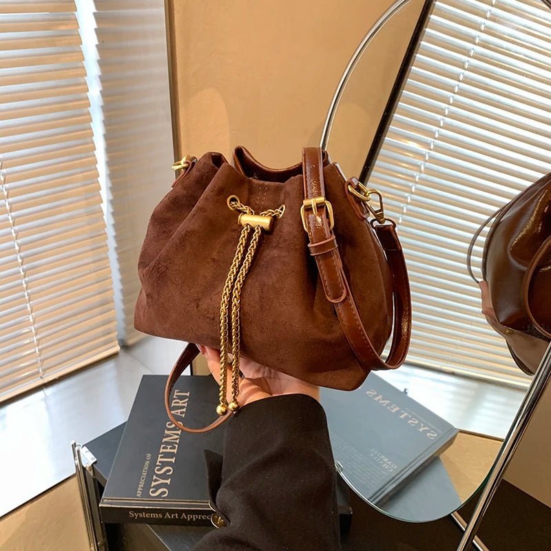 2026 Soft Commuting Crossbody Bags Faux Suede Sewing Hot Sale Bags for WomenThread Solid Color String Women's Handbags - Tara's Tiny Treasures