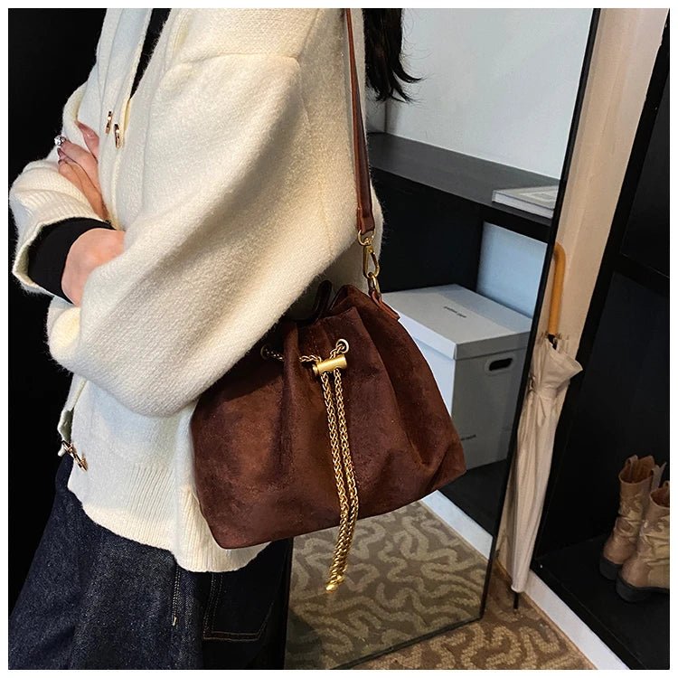 2026 Soft Commuting Crossbody Bags Faux Suede Sewing Hot Sale Bags for WomenThread Solid Color String Women's Handbags - Tara's Tiny Treasures