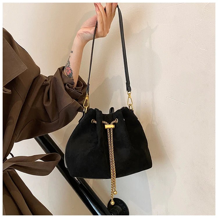 2026 Soft Commuting Crossbody Bags Faux Suede Sewing Hot Sale Bags for WomenThread Solid Color String Women's Handbags - Tara's Tiny Treasures