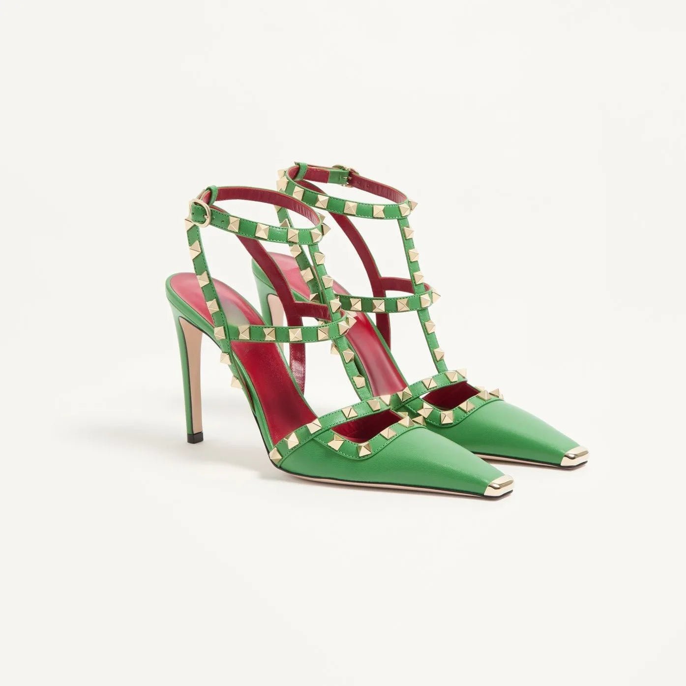 2026Summer Square Headed Rivet High-heeled Women's Sandals, Fashionable and Sexy Women's Party T-table Women's Plus Size Sandals - Tara's Tiny Treasures