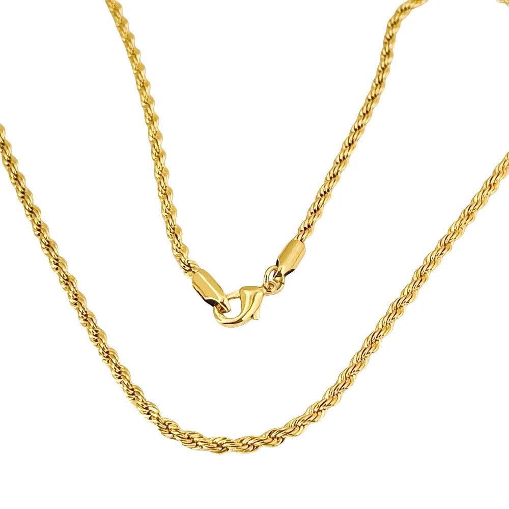 24K Gold AU999 Wholesale 50-75CM 3MM Twist Rope Necklace Men's & Women's - Premium bulk supply, 3MM+50-75CM, stylish unisex - Tara's Tiny Treasures