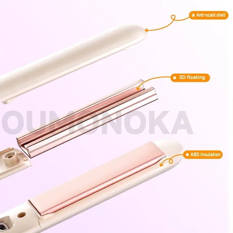 3-in-1 Hair Straightener for Hair Mini Flat Iron Styling Tools & Appliances Brush Beard Salon Hair Curler Professional Hot Comb - Tara's Tiny Treasures