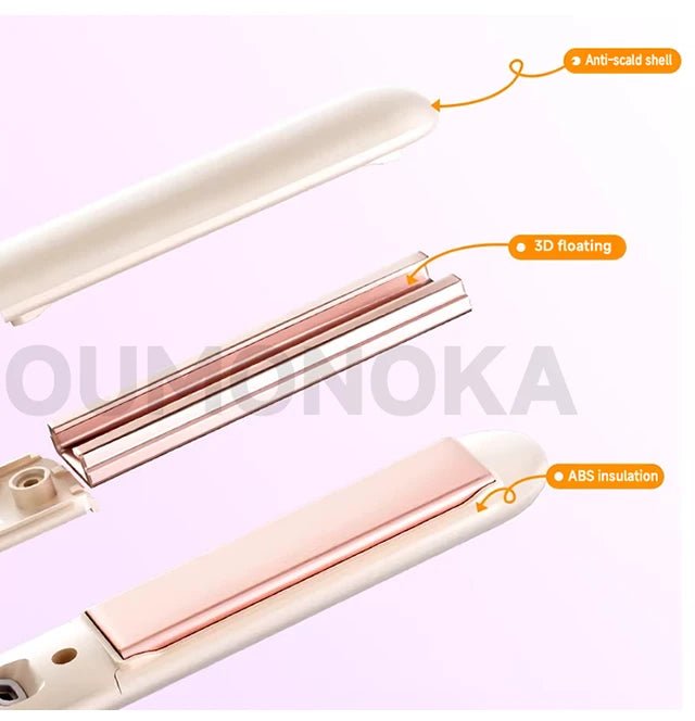 3-in-1 Hair Straightener for Hair Mini Flat Iron Styling Tools & Appliances Brush Beard Salon Hair Curler Professional Hot Comb - Tara's Tiny Treasures