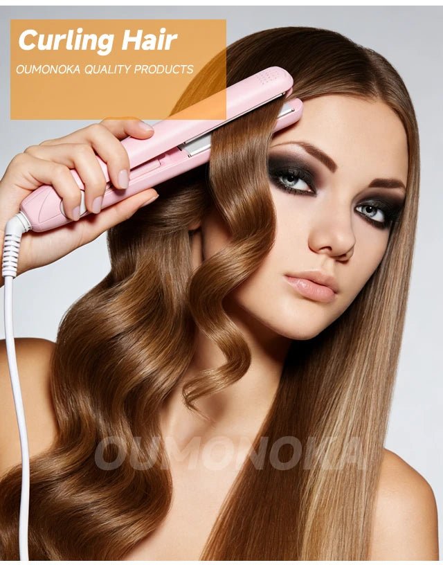 3-in-1 Hair Straightener for Hair Mini Flat Iron Styling Tools & Appliances Brush Beard Salon Hair Curler Professional Hot Comb - Tara's Tiny Treasures