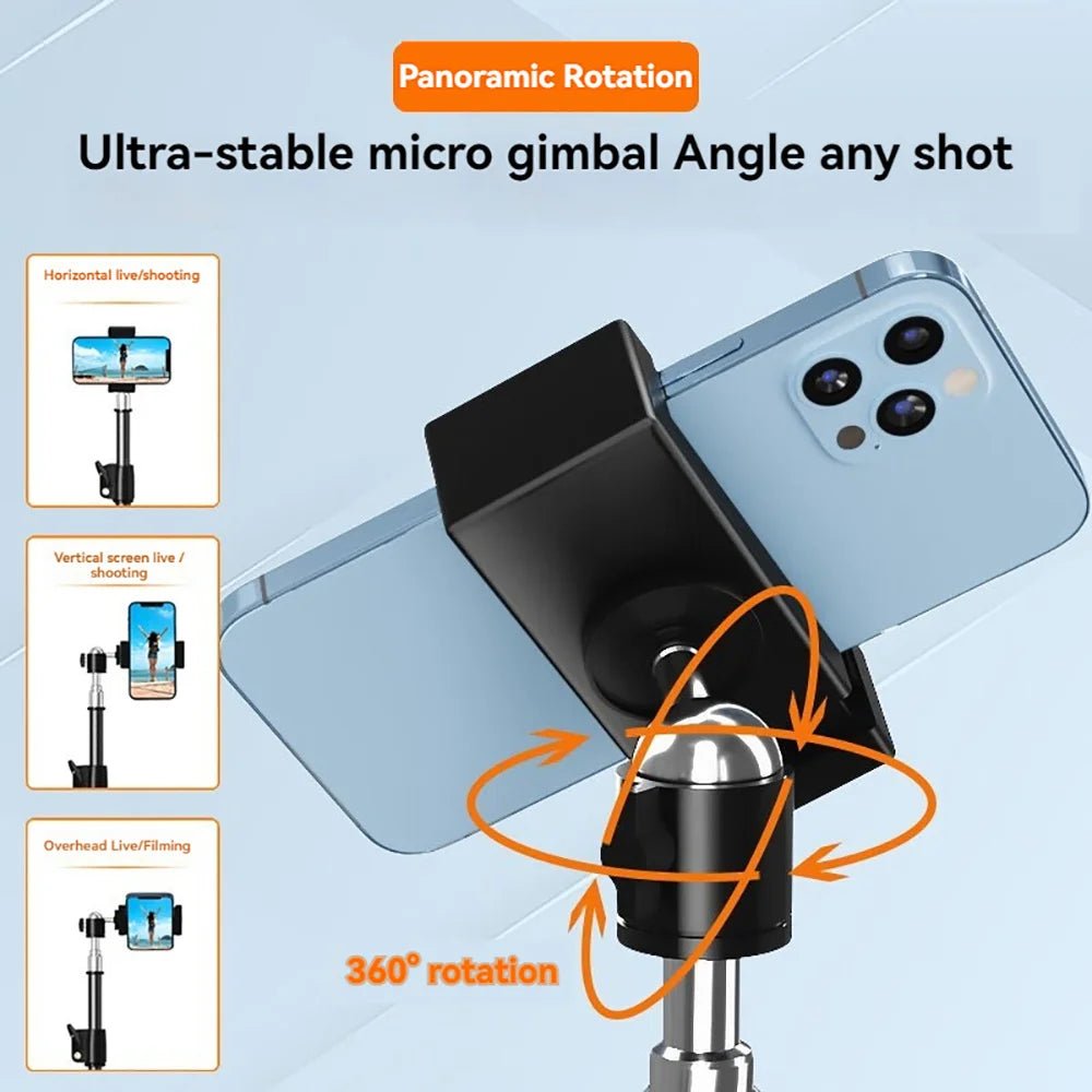 360°Adjustable Scalable Bluetooth Selfie Stick Multi-functional Phones Camera DV Holder Live Video Recording Wireless brackets - Tara's Tiny Treasures