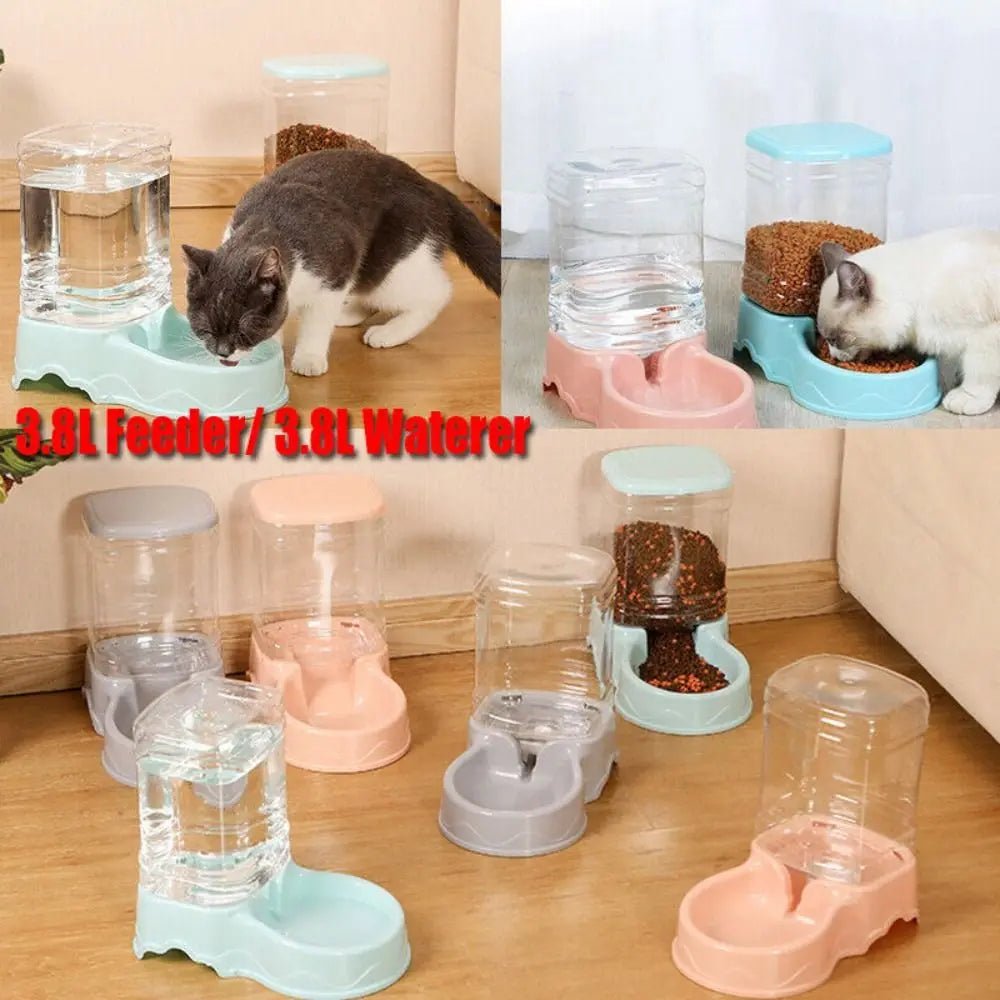 3.8L PP material Pet feeder Pet Water Fountain Drink Bowl Automatic Pet Feeder Large Cat Dog Food Dispenser - Tara's Tiny Treasures