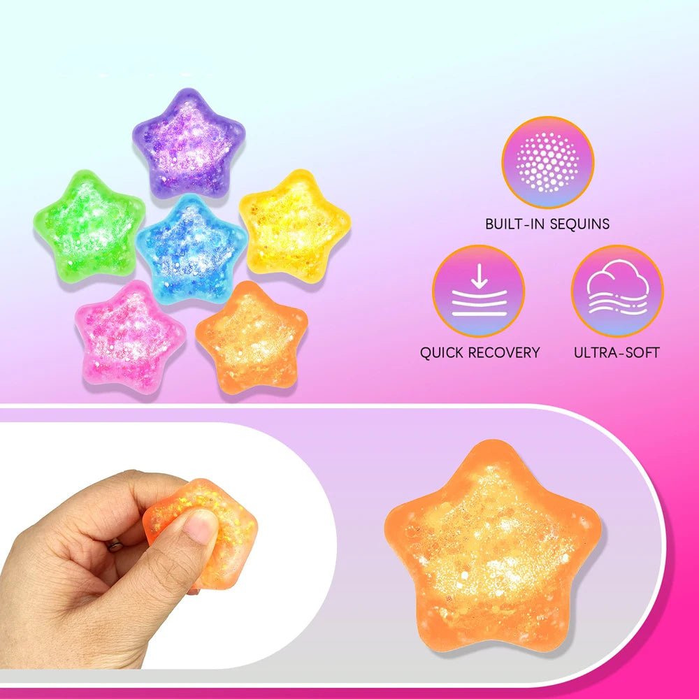 5/10Pcs Glitter Transparent Slow Rising Star Fidget Ball Multi-shape Portable Sensory Toy for Stress Relief Calming Party Favors - Tara's Tiny Treasures