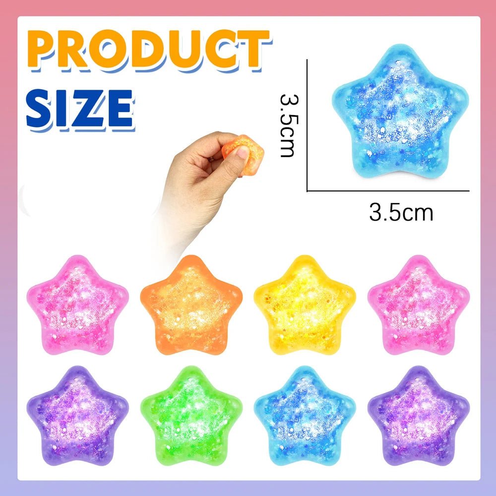 5/10Pcs Glitter Transparent Slow Rising Star Fidget Ball Multi-shape Portable Sensory Toy for Stress Relief Calming Party Favors - Tara's Tiny Treasures