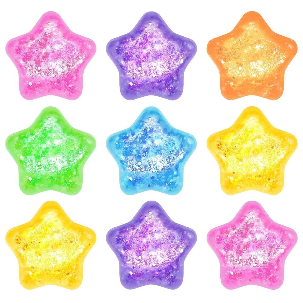 5/10Pcs Glitter Transparent Slow Rising Star Fidget Ball Multi-shape Portable Sensory Toy for Stress Relief Calming Party Favors - Tara's Tiny Treasures