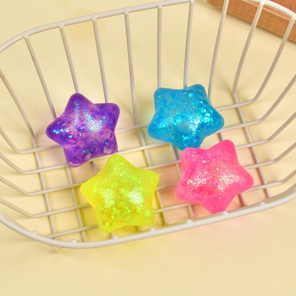 5/10Pcs Glitter Transparent Slow Rising Star Fidget Ball Multi-shape Portable Sensory Toy for Stress Relief Calming Party Favors - Tara's Tiny Treasures