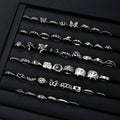 51pcs Gothic Punk Ring Set For Women Men Fashion Butterfly Heart Snake Design Match Ring Daily Wear Halloween Jewelry Gifts New - Tara's Tiny Treasures