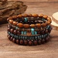 5pcs/set Natural Stone, Wood Beads Beaded Bracelet, Men's Chinese Style Charm Bracelet - Tara's Tiny Treasures