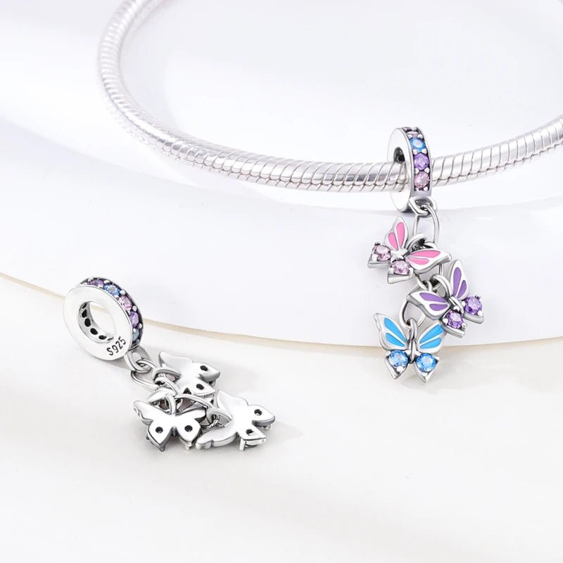 925 Sterling Silver Pink Perfume Bottle Luggage Heart-shaped Cute Claw Charms Beads Fit Original Charm Bracelet DIY Jewelry - Tara's Tiny Treasures