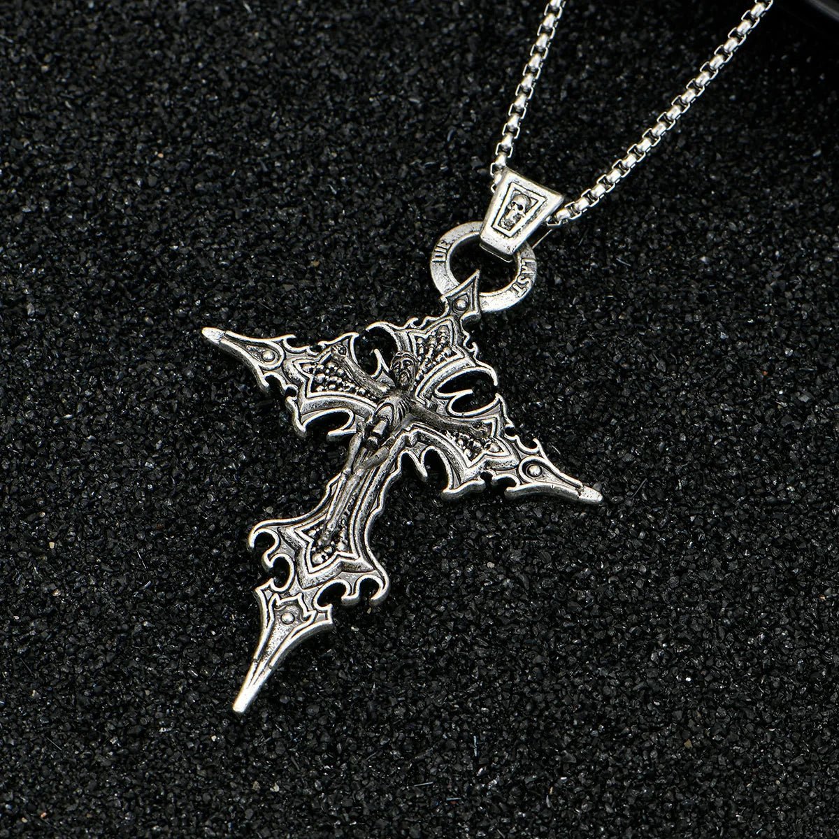 A Fashionable and Personalized Retro Gothic Nail Cross Skull Cross Pendant Necklace Halloween Necklace - Tara's Tiny Treasures