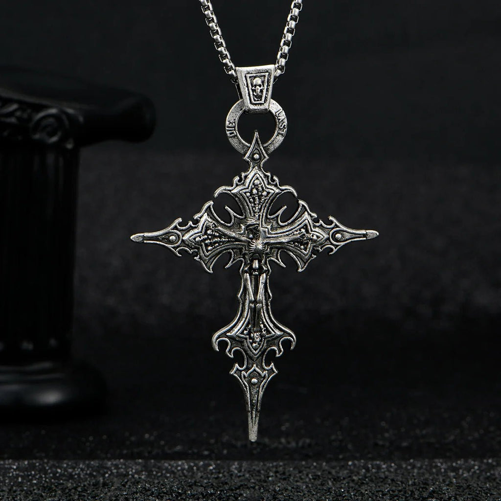 A Fashionable and Personalized Retro Gothic Nail Cross Skull Cross Pendant Necklace Halloween Necklace - Tara's Tiny Treasures