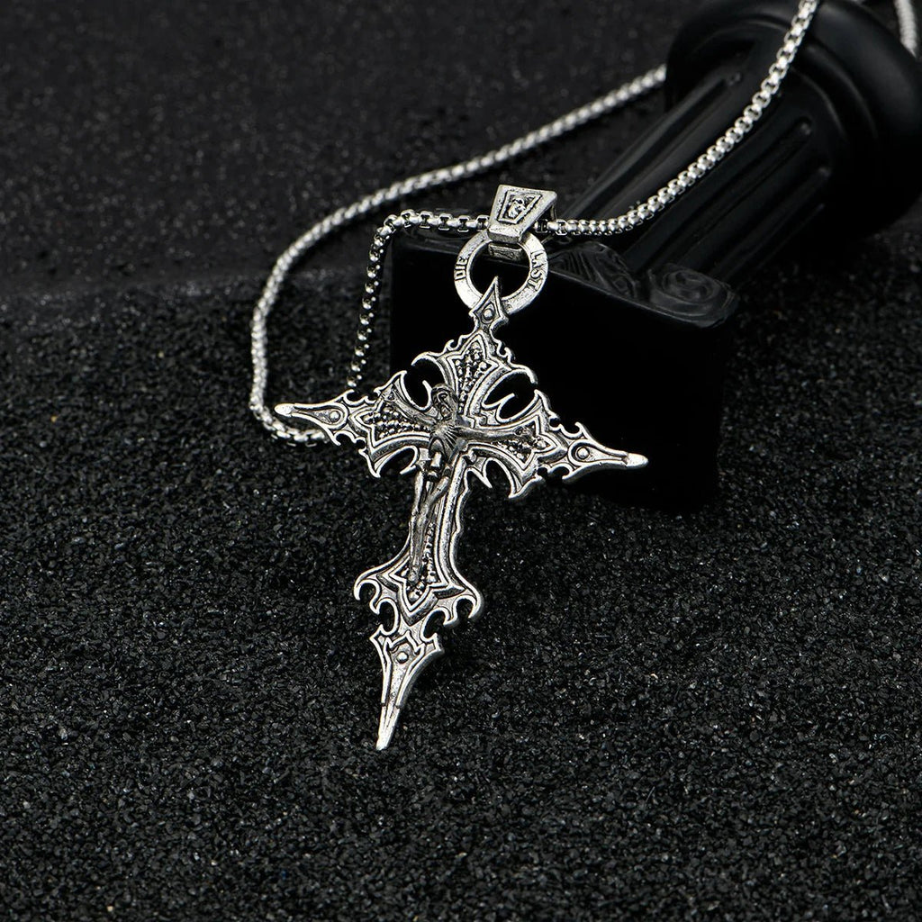 A Fashionable and Personalized Retro Gothic Nail Cross Skull Cross Pendant Necklace Halloween Necklace - Tara's Tiny Treasures