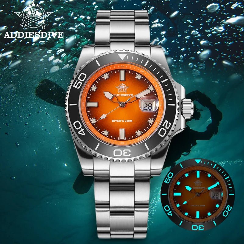 ADDIESDIVE Men Watch 2025 New Diving Luminous Quartz Wristwatch Waterproof 200m Luxury Stainless Steel 41mm Ceramic Bezel Watch - Tara's Tiny Treasures