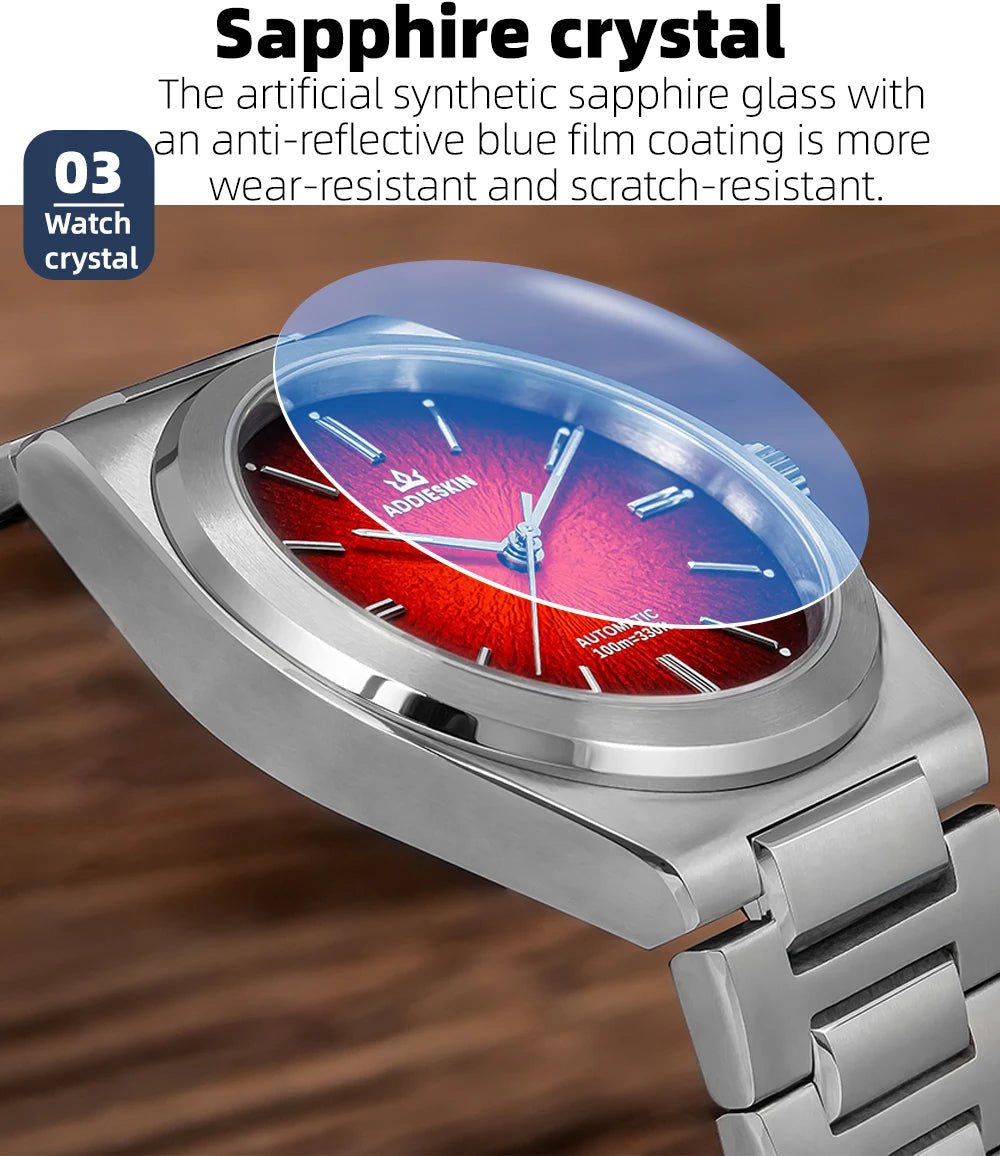 ADDIESKIN Luxury Men's Watch Miyota 9015 Sapphire Glass Gradient Luminous Waterproof 10Bar Gada K001 Automatic Mechanical Watch - Tara's Tiny Treasures