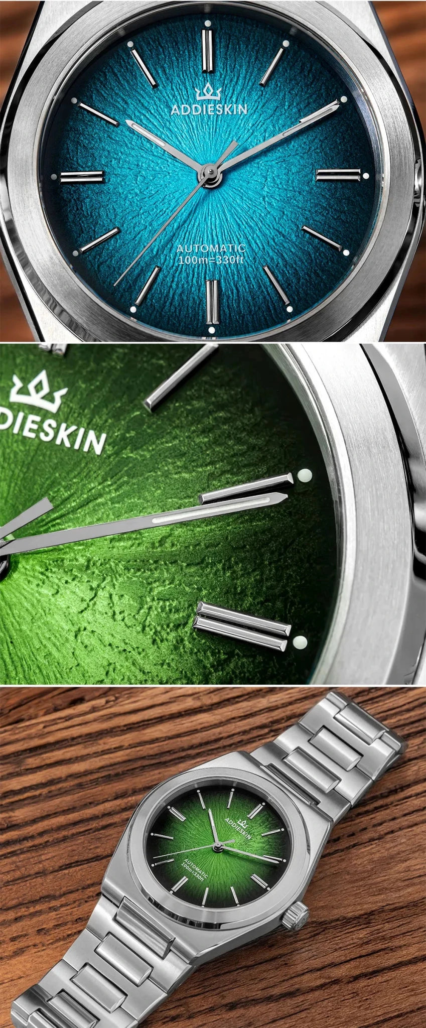 ADDIESKIN Luxury Men's Watch Miyota 9015 Sapphire Glass Gradient Luminous Waterproof 10Bar Gada K001 Automatic Mechanical Watch - Tara's Tiny Treasures
