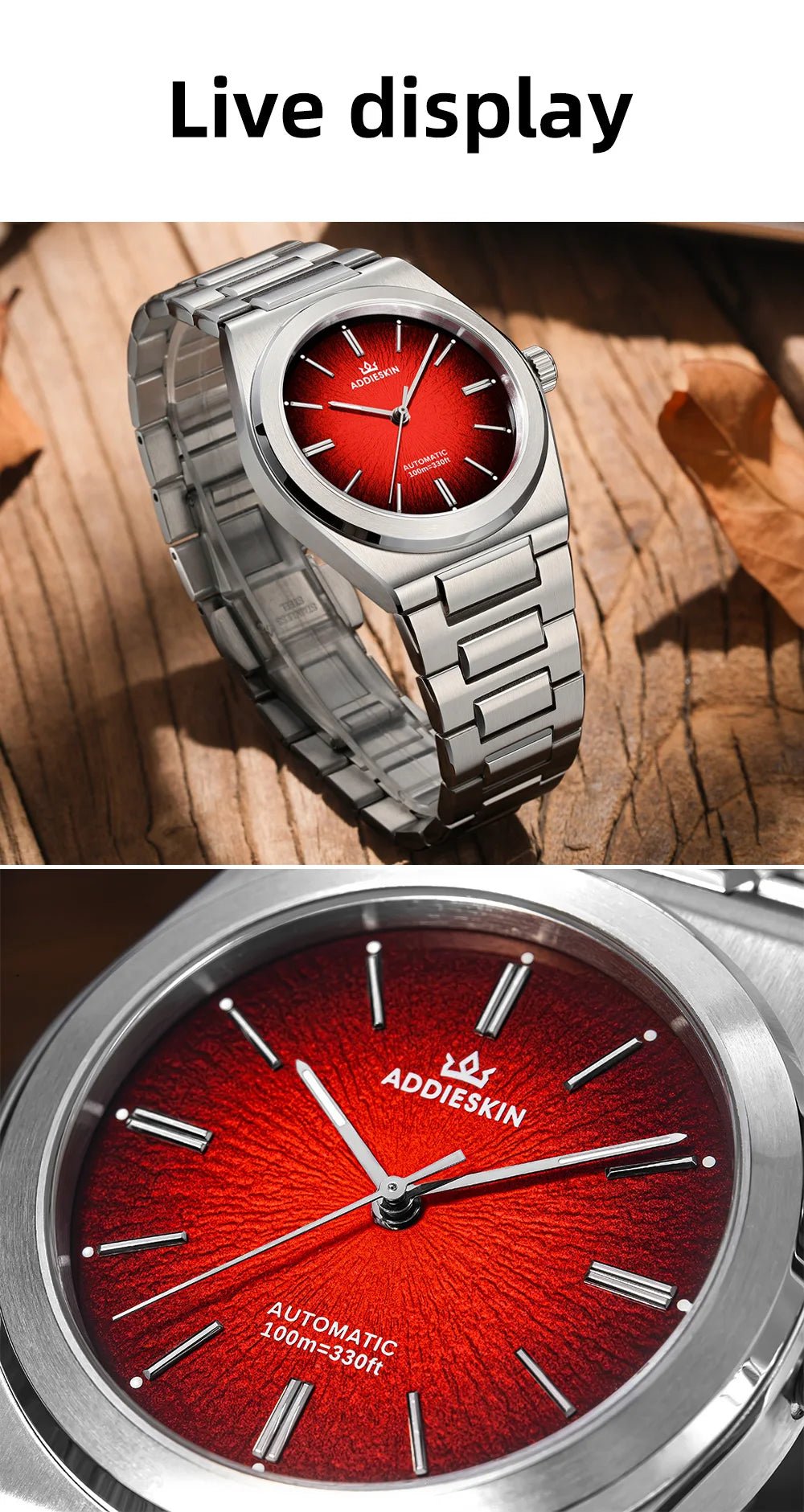 ADDIESKIN Luxury Men's Watch Miyota 9015 Sapphire Glass Gradient Luminous Waterproof 10Bar Gada K001 Automatic Mechanical Watch - Tara's Tiny Treasures