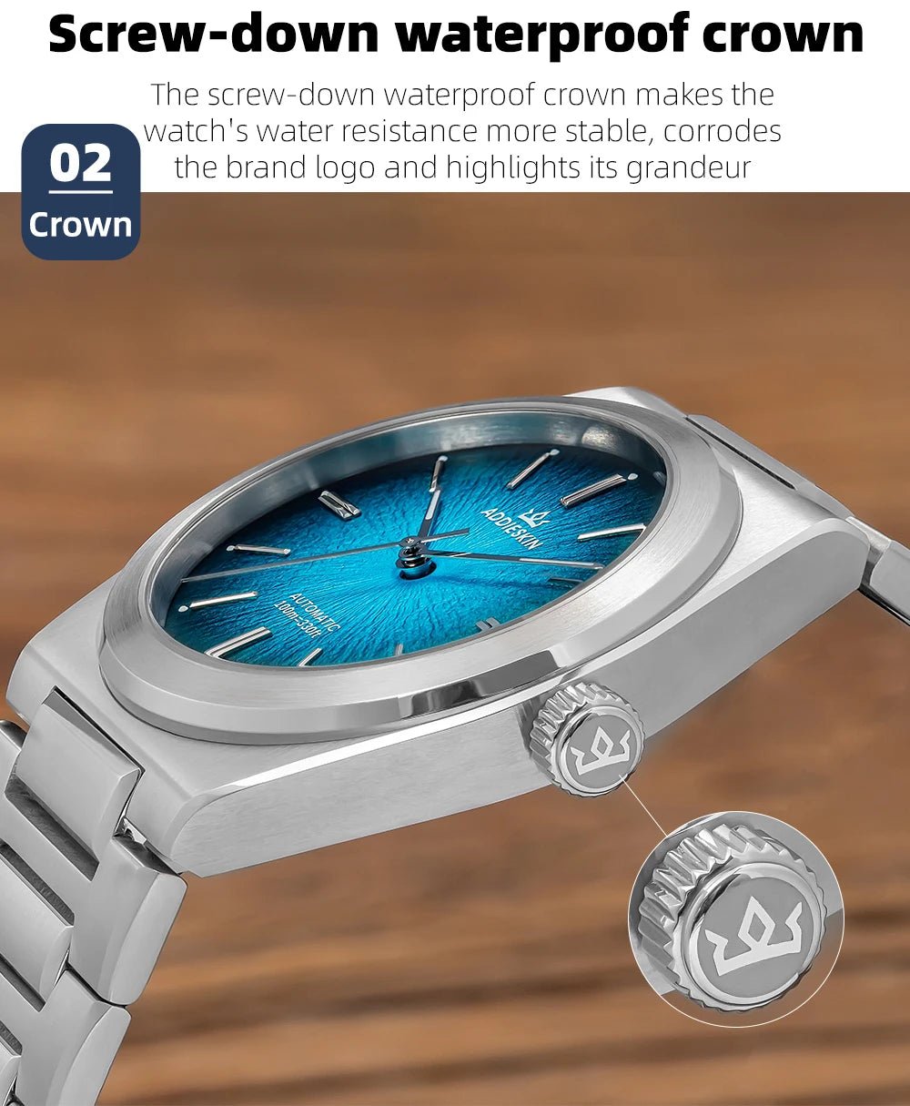 ADDIESKIN Luxury Men's Watch Miyota 9015 Sapphire Glass Gradient Luminous Waterproof 10Bar Gada K001 Automatic Mechanical Watch - Tara's Tiny Treasures