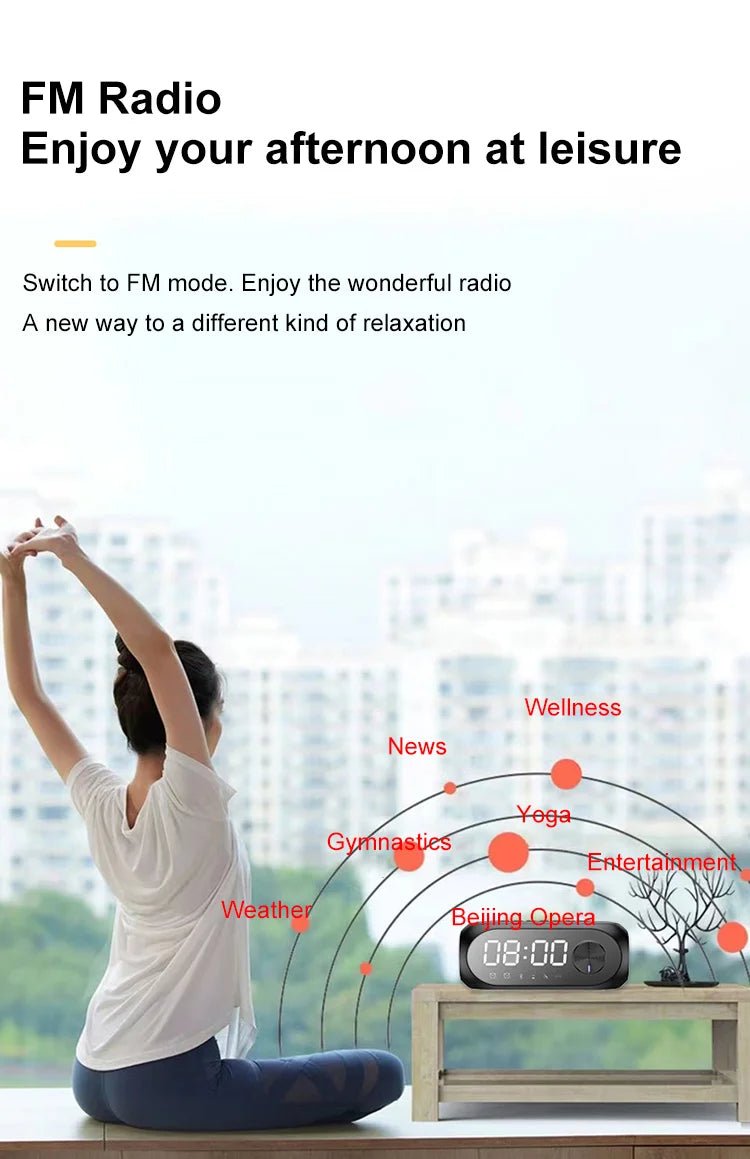 Alarm Clock Portable Bluetooth Speaker Radio FM Subwoofer Wireless Sound Box Music Mini Woofers Caixa De Som Coluna Lamp Bocina - Tara's Tiny Treasures